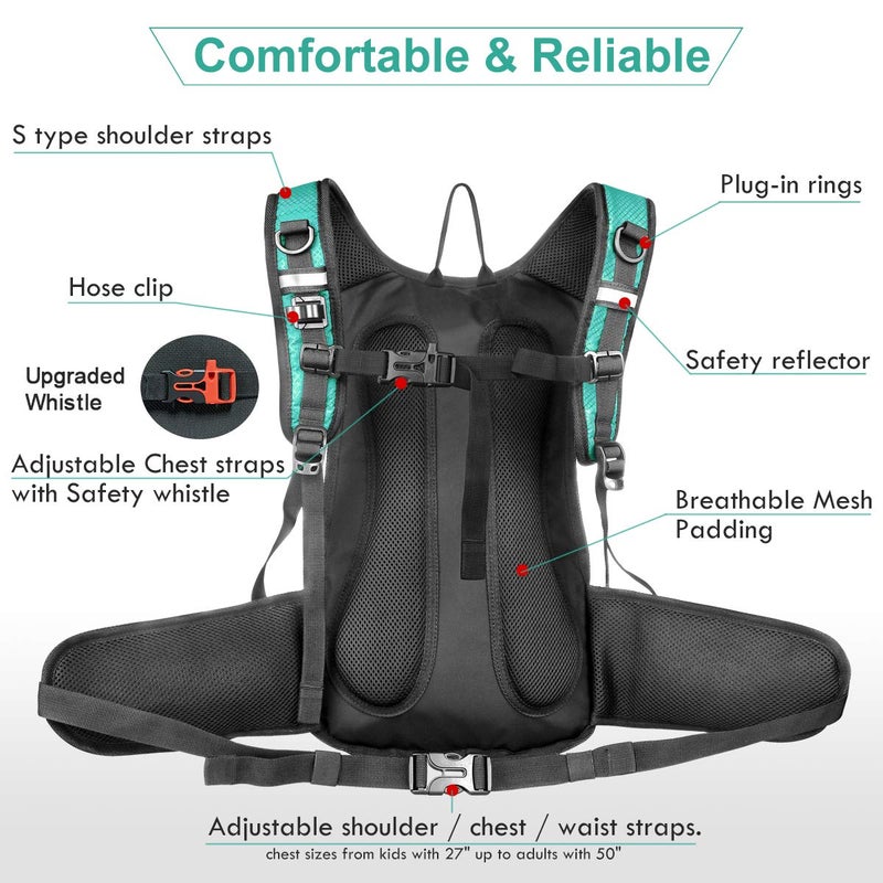 Mothybot Hydration Pack, Insulated Hydration Backpack with 2L BPA Free Water Bladder and Storage, Hiking Backpack for Men, Women, Kids for Running, Cycling, Camping - Keep Liquid Cool up to 5 Hours - Image 4